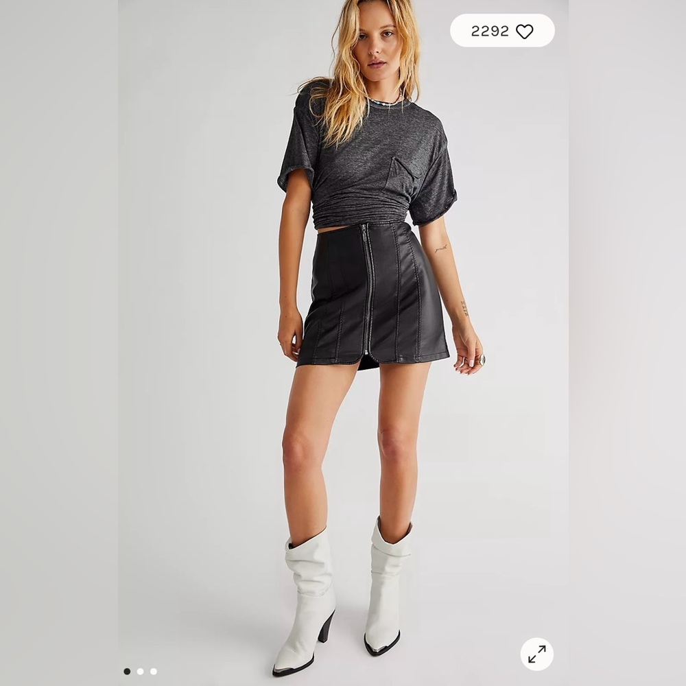 FREE PEOPLE Layla Leather Mini Skirt
